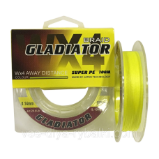 Шнур плетеный Gladiator 100m (желтый) 0.30 mm