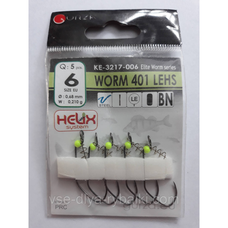Гачки Gurza worm 401 lehs № 6