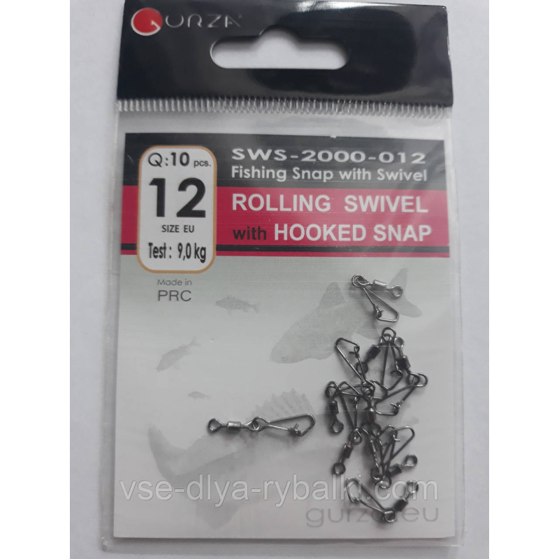 Gurza вертлюг з застібкою Hooked Snap № 12