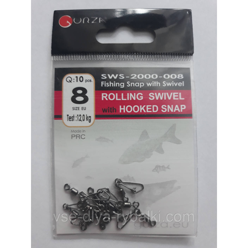 Gurza вертлюг з застібкою Hooked Snap № 8