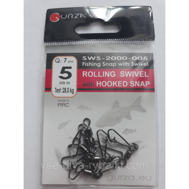 Gurza вертлюг з застібкою Hooked Snap № 5