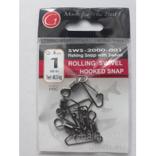 Gurza вертлюг с застёжкой Hooked Snap № 1