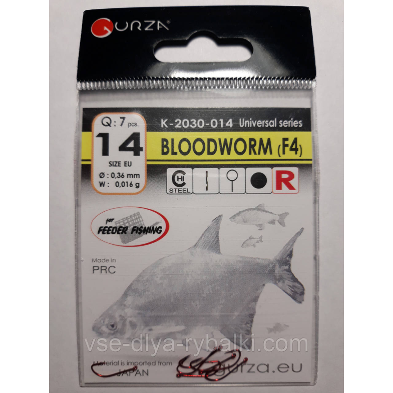 Гачки Gurza bloodworm red № 14