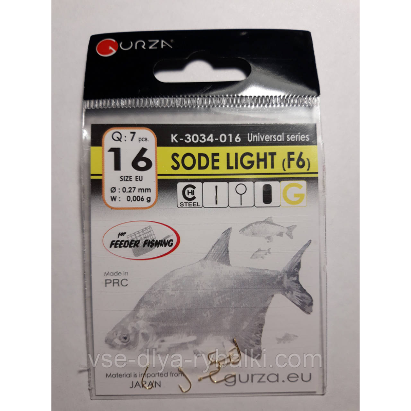 Гачки Gurza sode light gold № 16
