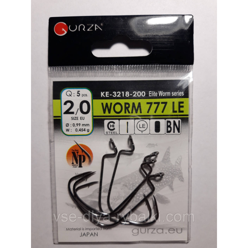 Гачки Gurza worm 777 le № 2/0