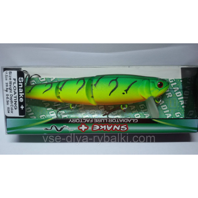 Воблер gladiator Snake+ 115 Color: 02