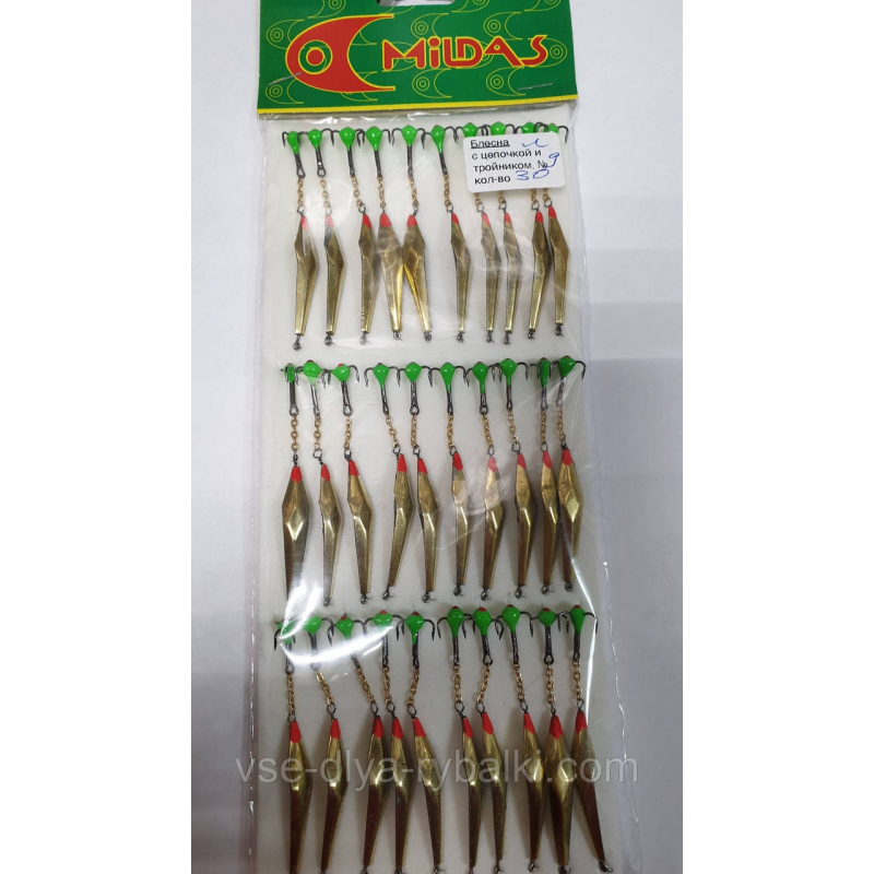 Блешня з ланцюжком тройн. і краплею велика Милдас №1
