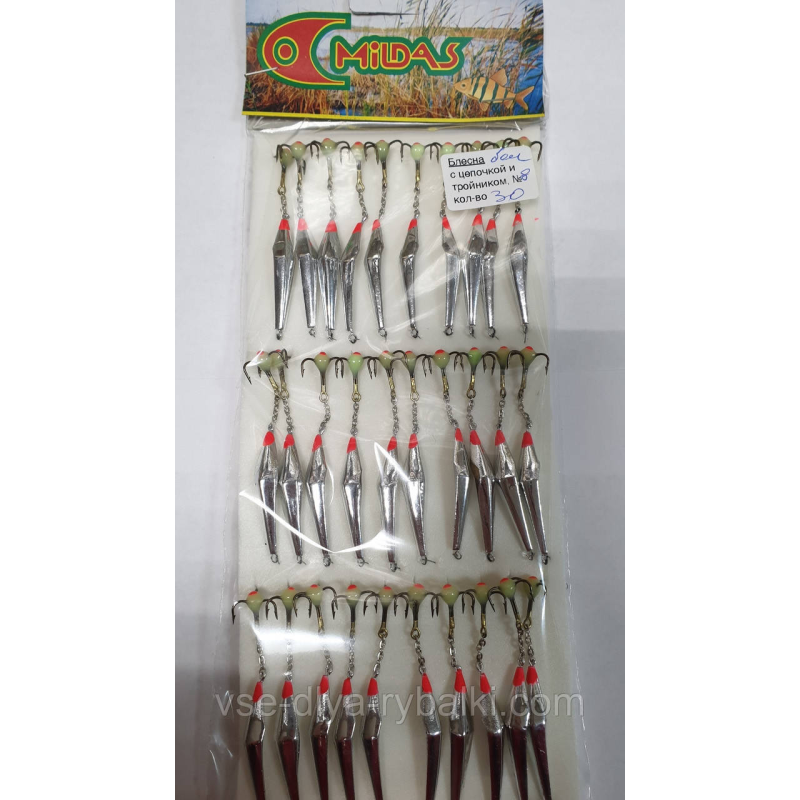 Блешня з ланцюжком тройн. і краплею велика Милдас №3