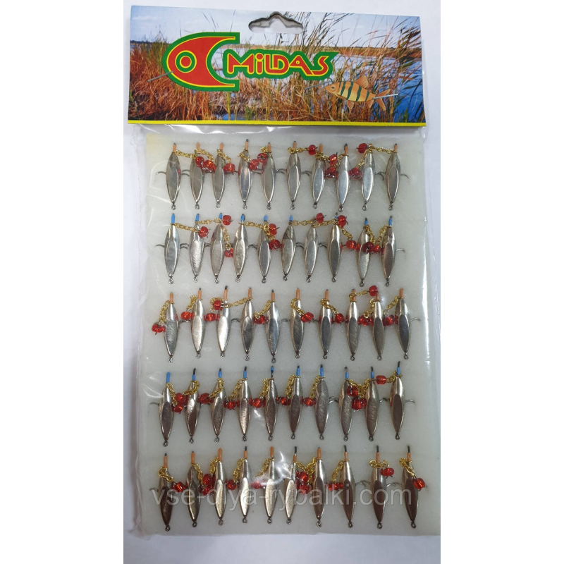 Блешня з ланцюжком та бусиною середня Милдас №1