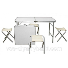 Стіл + 4 стільці для кемпінгу та риболовлі ніжки з квадратного профілю