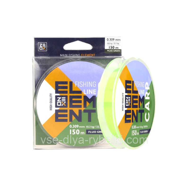 Волосінь Zeox Element Carp Line 150м 0.256 мм fluo green