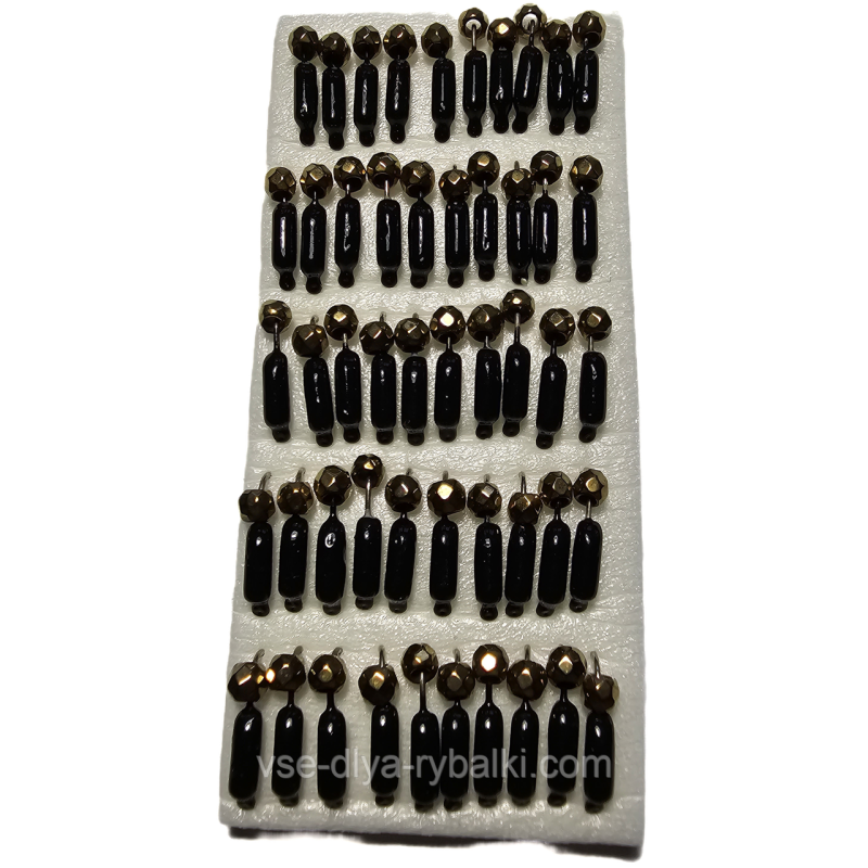 Мормишка вольфрамова чорна цвяхокулька грань золото 0,4 г