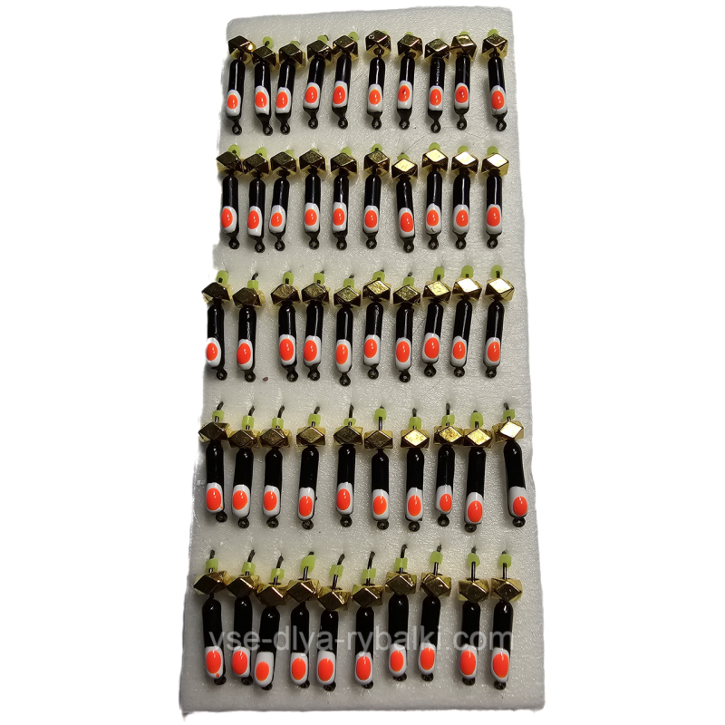 Мормишка вольфрамова чорна із помаречевою точкою цвяхокубик золото велика грань 0,5 г