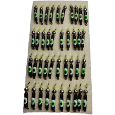 Мормишка вольфрамова з зелено/чорною точкою цвяхокулька срібло 0,5 г