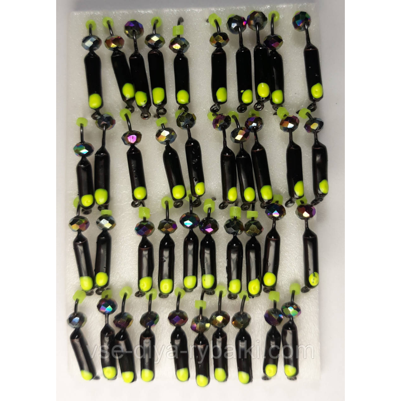 Мормилка вольфрамова чорна із салатовою точкою цвяхок хамелеон 0,5 г