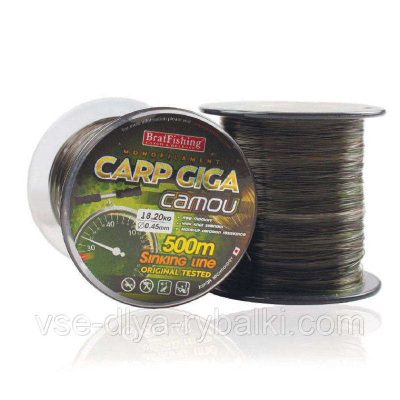 Волосінь коропова Bratfishing Carp DIGA camou 0,27mm 500m