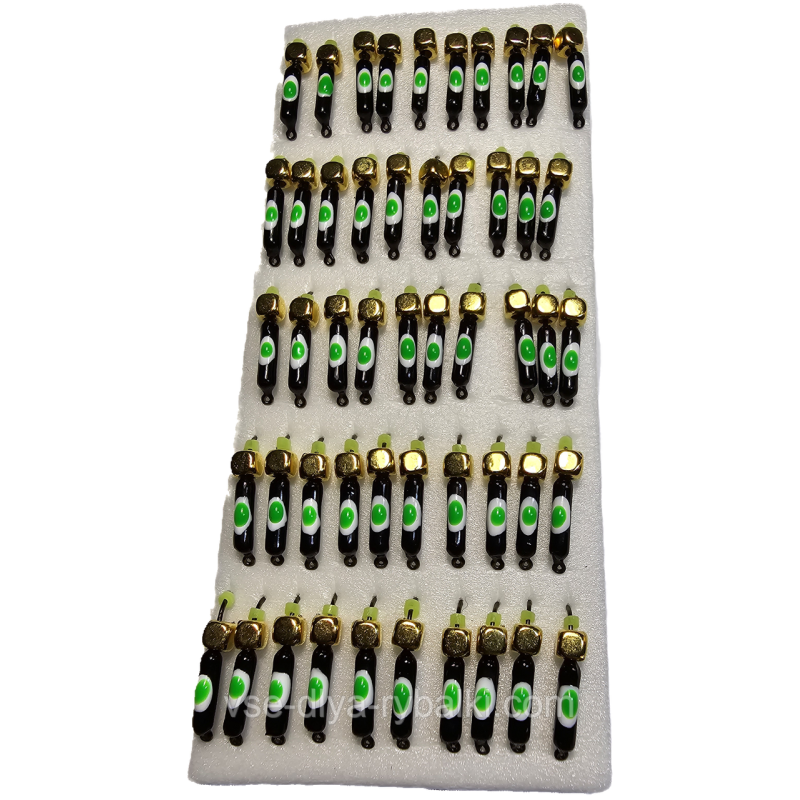 Мормилка вольфрамова чорна із зеленою точкою цвяхів золото 0,5 г