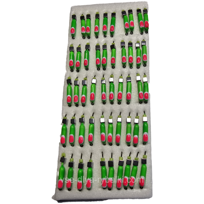 Мормилка вольфрамова зелена з рожевою точкою цвяхок срібло 0,5 г