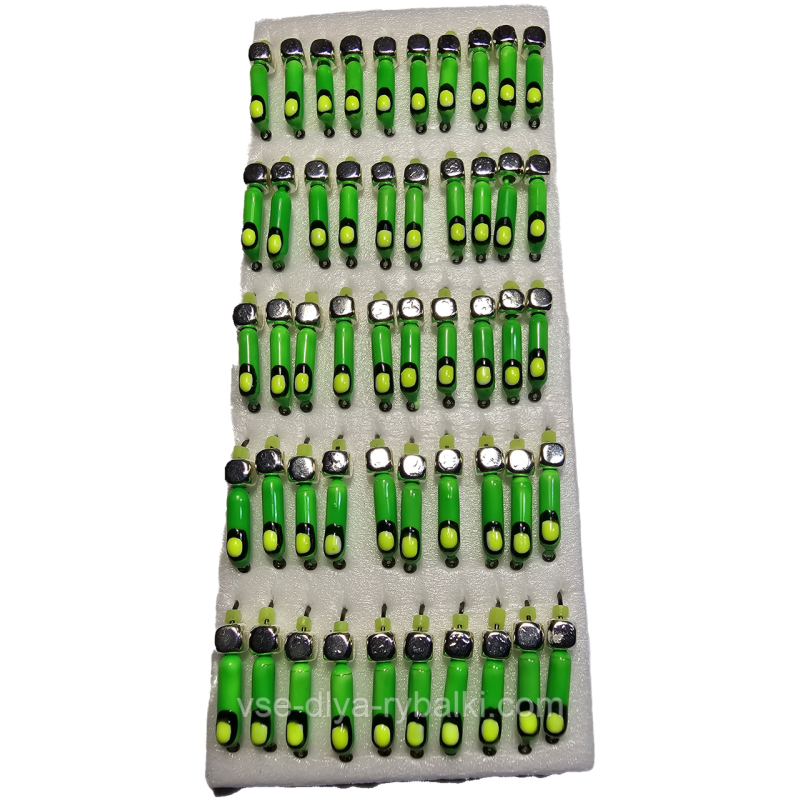 Мормилка вольфрамова зелена із салатовою точкою цвяхок срібло 0,5 г