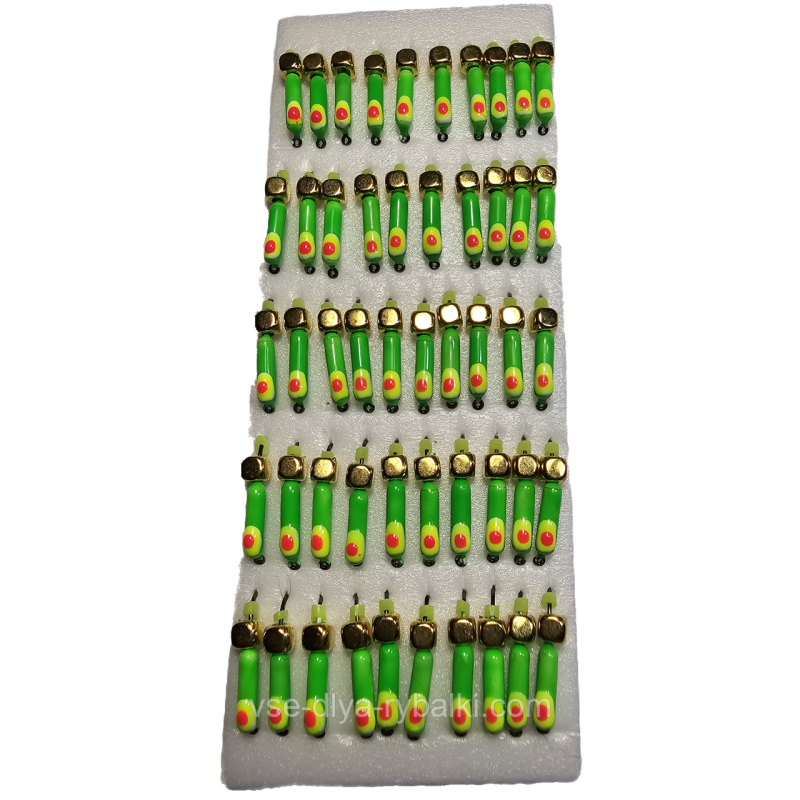 Мормилка вольфрамова зелена з жовтогарячою точкою цвяхів золото 0,5 г