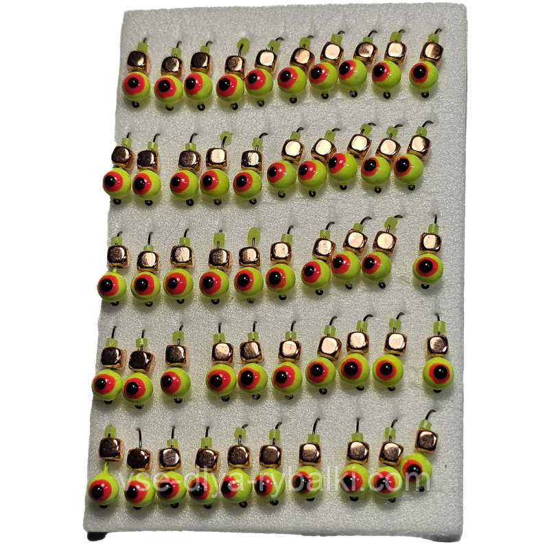 Мормилка вольфрамова кулька-оче салатовий кубик мідь D 4