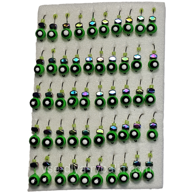 Мормилка вольфрамова кулька-очі зелений кубик хамелеон D 4