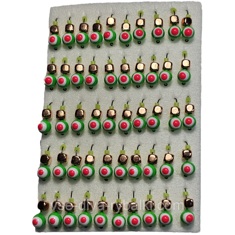 Мормилка вольфрамова кулька-оче зелене кубик мідь D 4