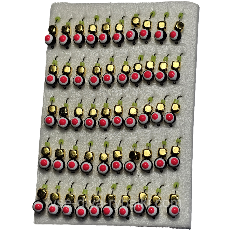 Мормилка вольфрамова кулька-оче чорний кубик золото D 4