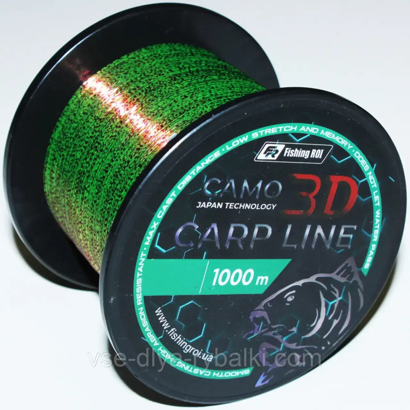Волосінь 3D FR Camo Green 1000m 0,30 mm 10,8 кг