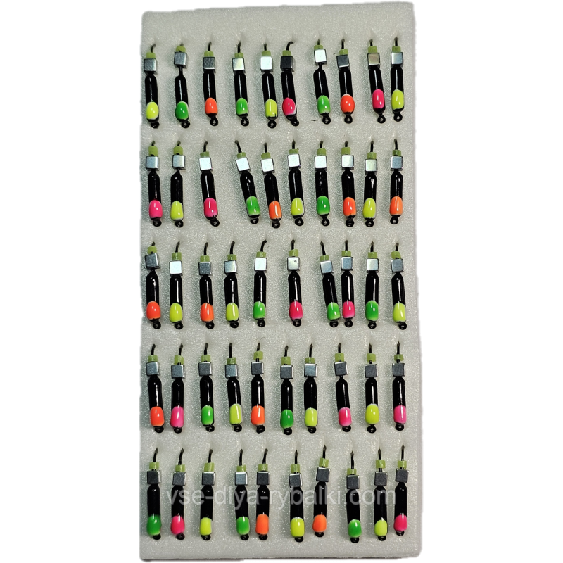 Мормилка вольфрамова чорна з різнобарвними точками цвяхок срібло 0,5 г