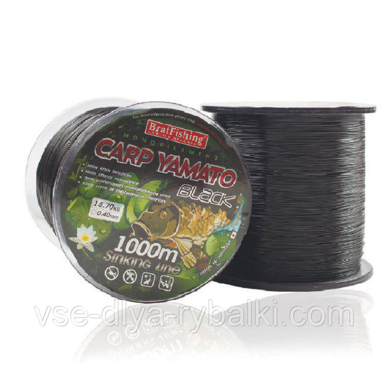 Волосінь коропова Bratfishing Carp Yamato black 0,25 mm 1000m